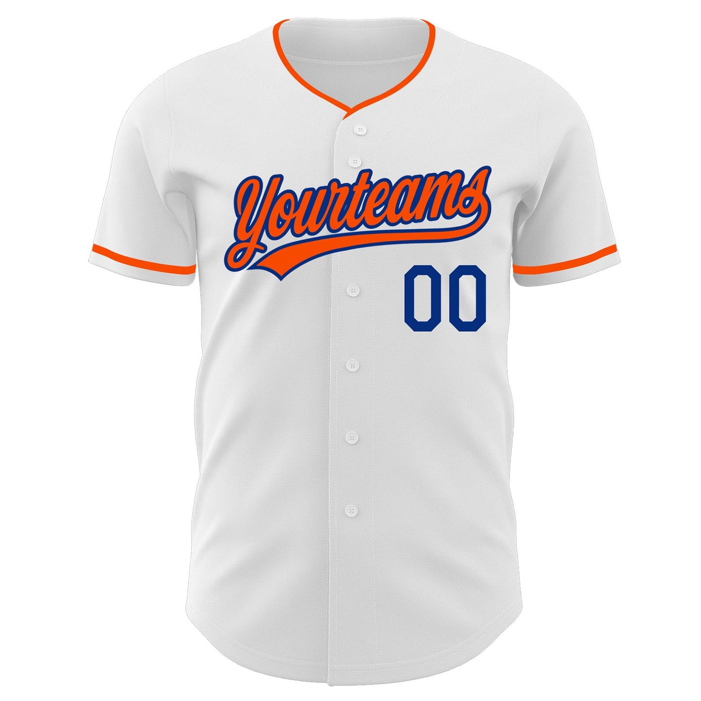 Custom White Orange-Royal Authentic Baseball Jersey view 2
