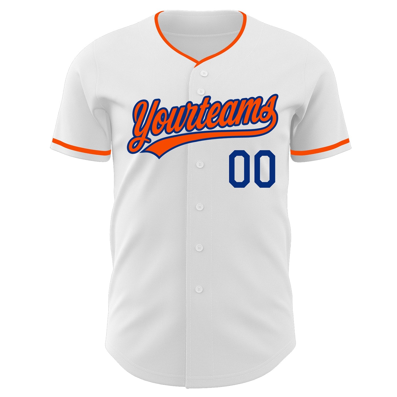 Custom White Orange-Royal Authentic Baseball Jersey view 2