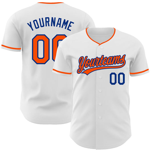 Custom White Orange-Royal Authentic Baseball Jersey - Main View
