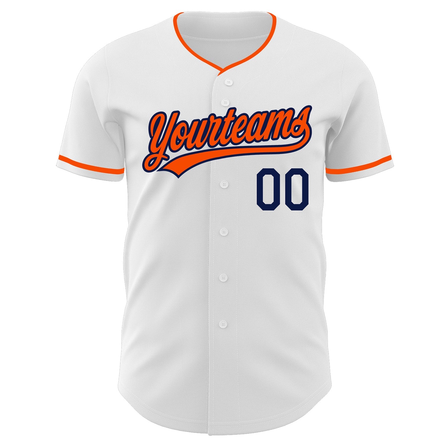 Custom White Orange-Navy Authentic Baseball Jersey view 2