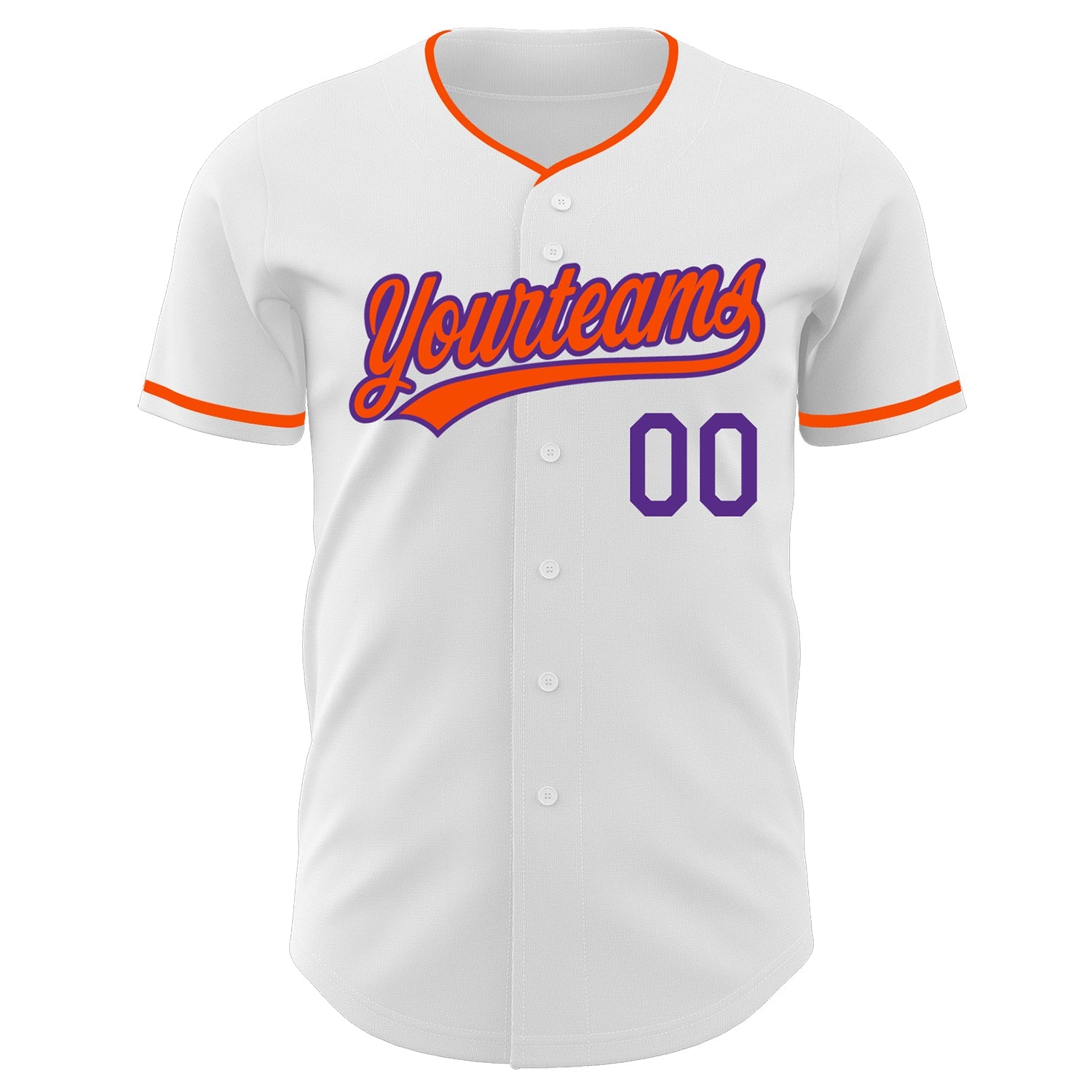 Custom White Orange-Purple Authentic Baseball Jersey view 2