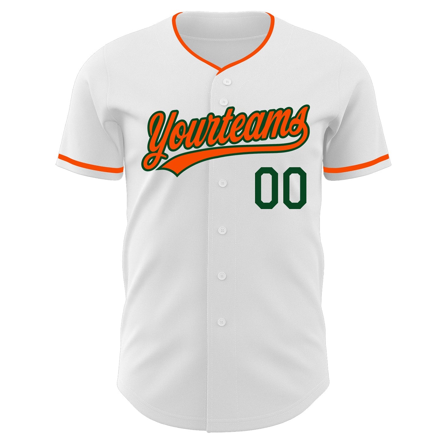 Custom White Orange-Green Authentic Baseball Jersey view 2