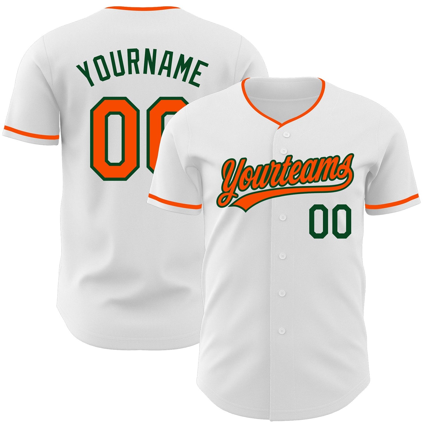 Custom White Orange-Green Authentic Baseball Jersey - Main View