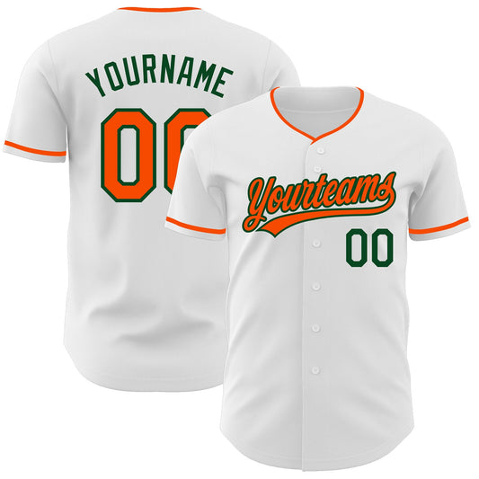 Custom White Orange-Green Authentic Baseball Jersey - Main View