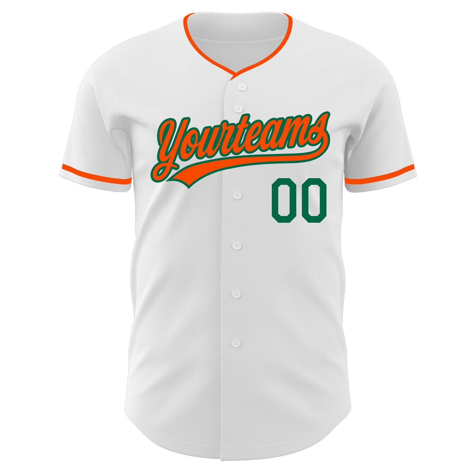 Custom White Orange-Kelly Green Authentic Baseball Jersey view 2
