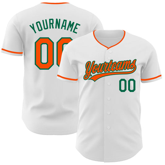 Custom White Orange-Kelly Green Authentic Baseball Jersey - Main View
