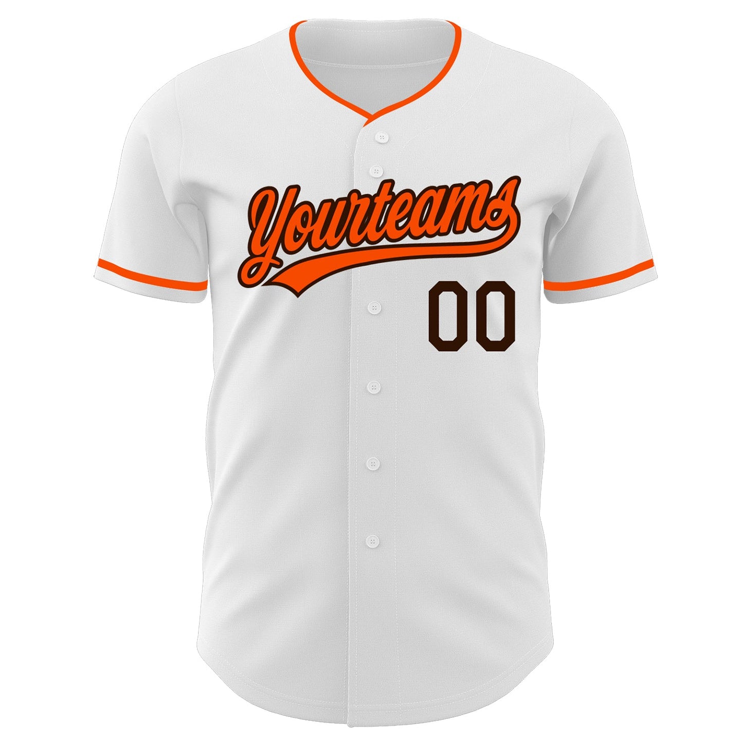 Custom White Orange-Brown Authentic Baseball Jersey view 2