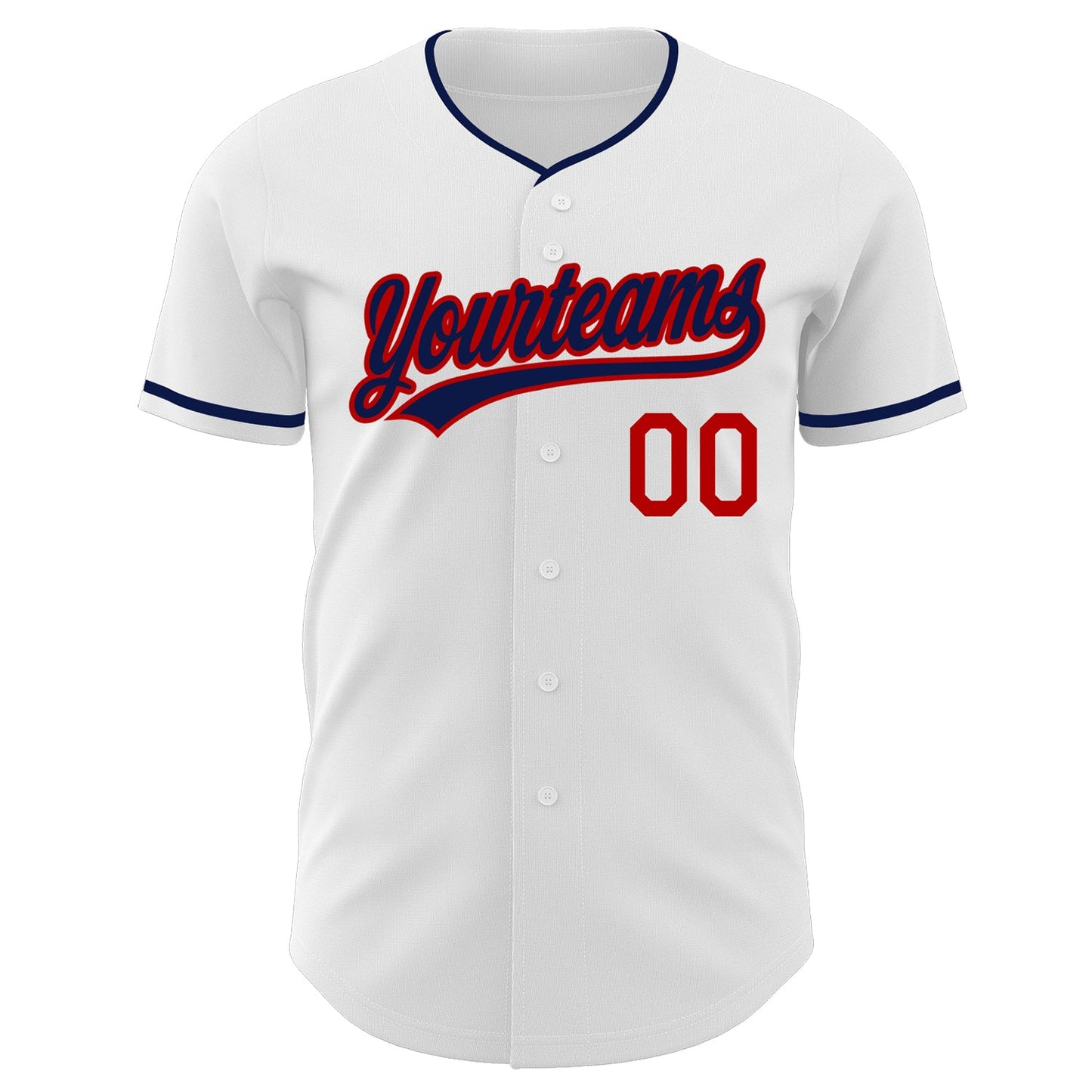 Custom White Navy-Red Authentic Baseball Jersey view 2