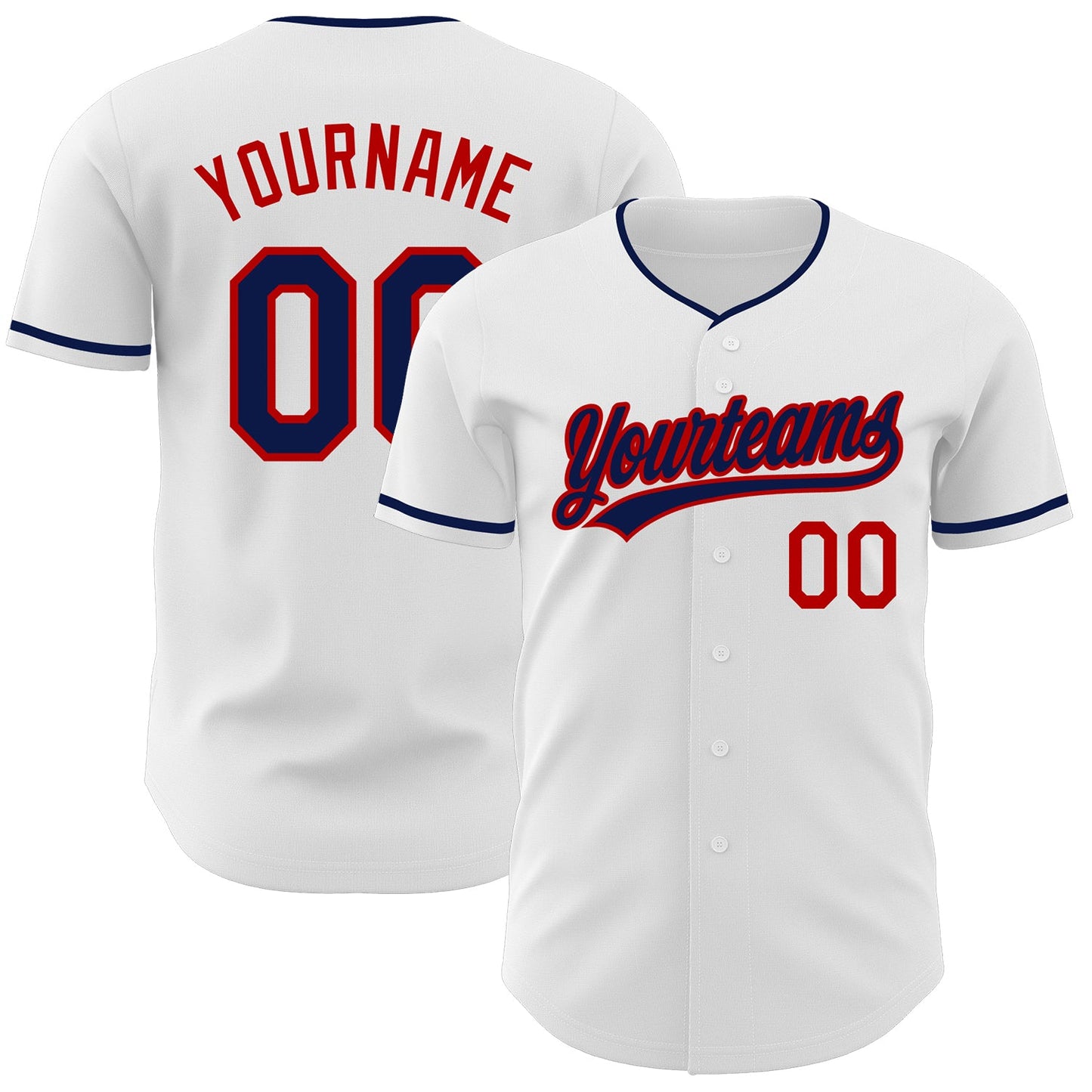 Custom White Navy-Red Authentic Baseball Jersey - Main View