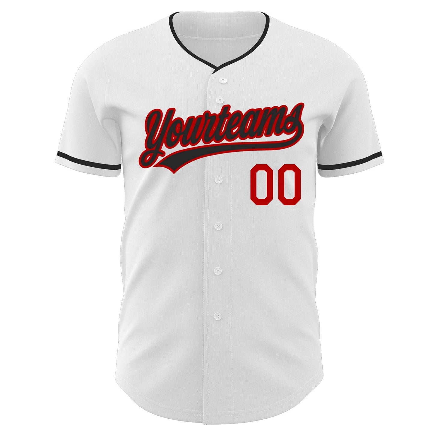 Custom White Black-Red Authentic Baseball Jersey view 2