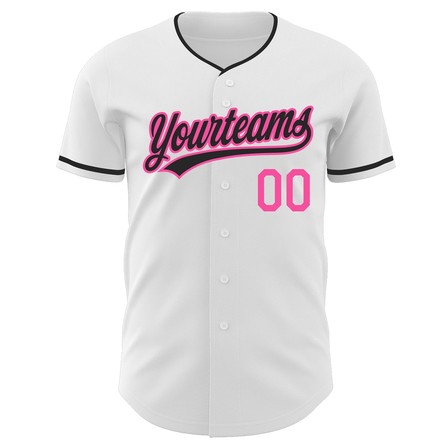 Custom White Black-Pink Authentic Baseball Jersey view 2