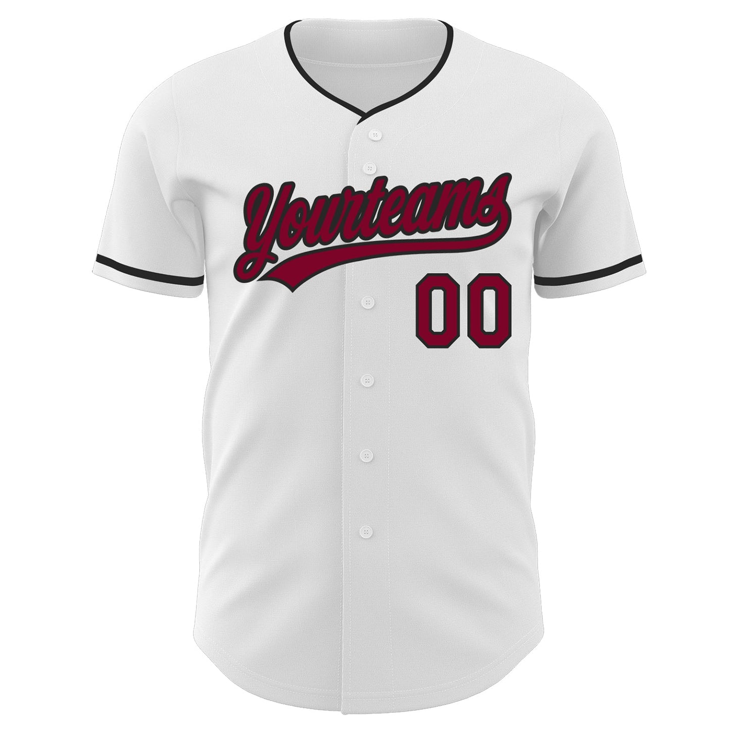 Custom White Maroon-Black Authentic Baseball Jersey view 2