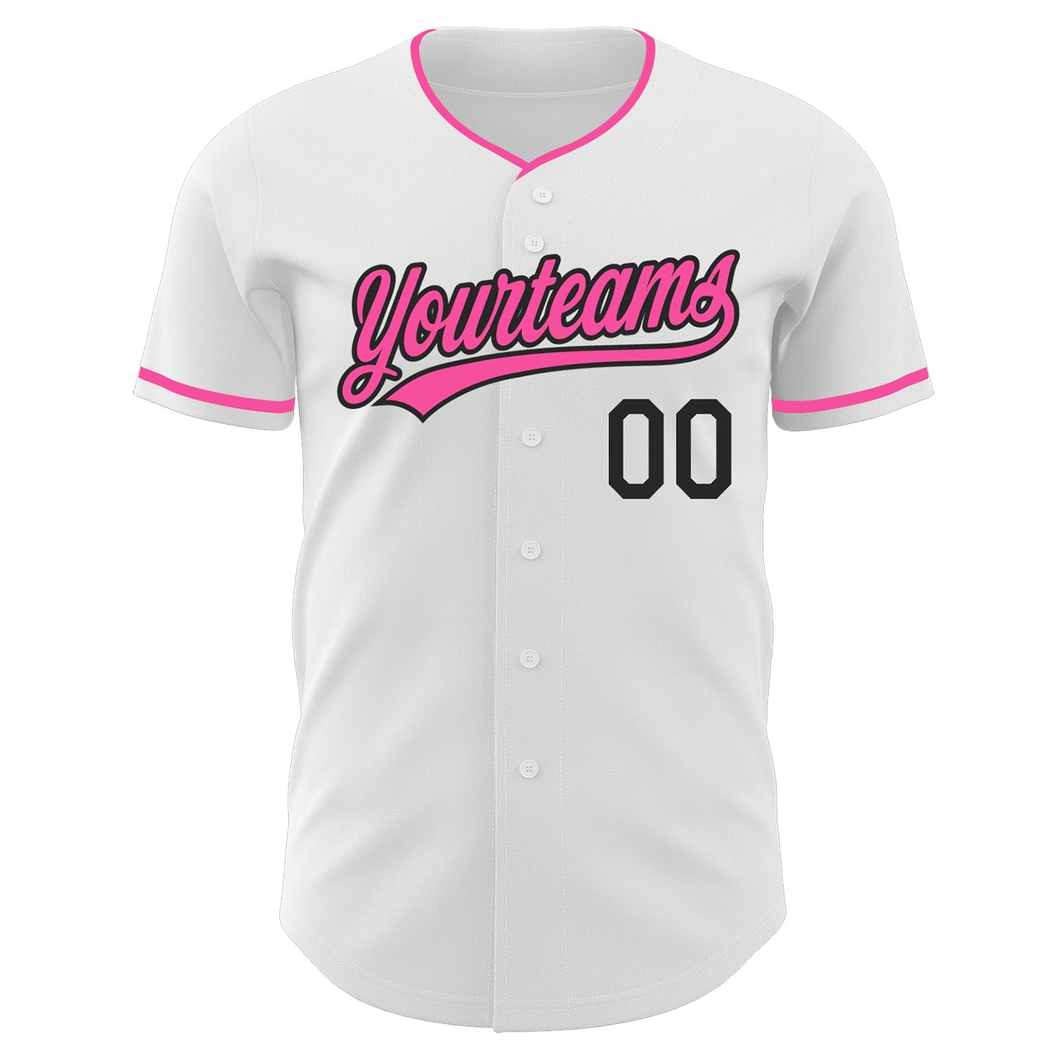 Custom White Pink-Black Authentic Baseball Jersey view 2