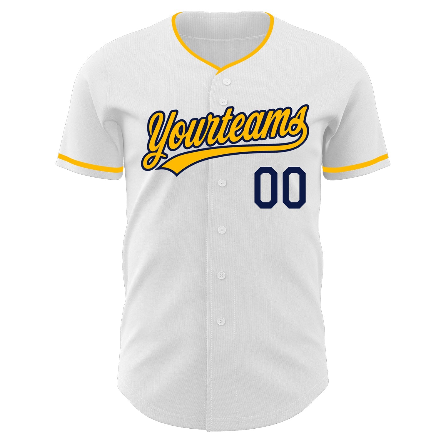 Custom White Gold-Navy Authentic Baseball Jersey view 2