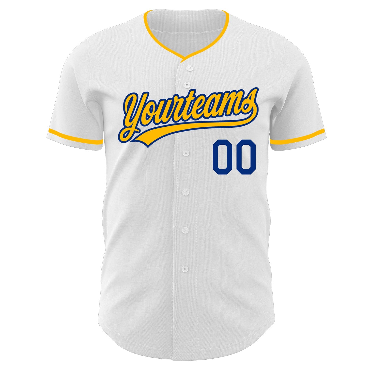 Custom White Gold-Royal Authentic Baseball Jersey view 2