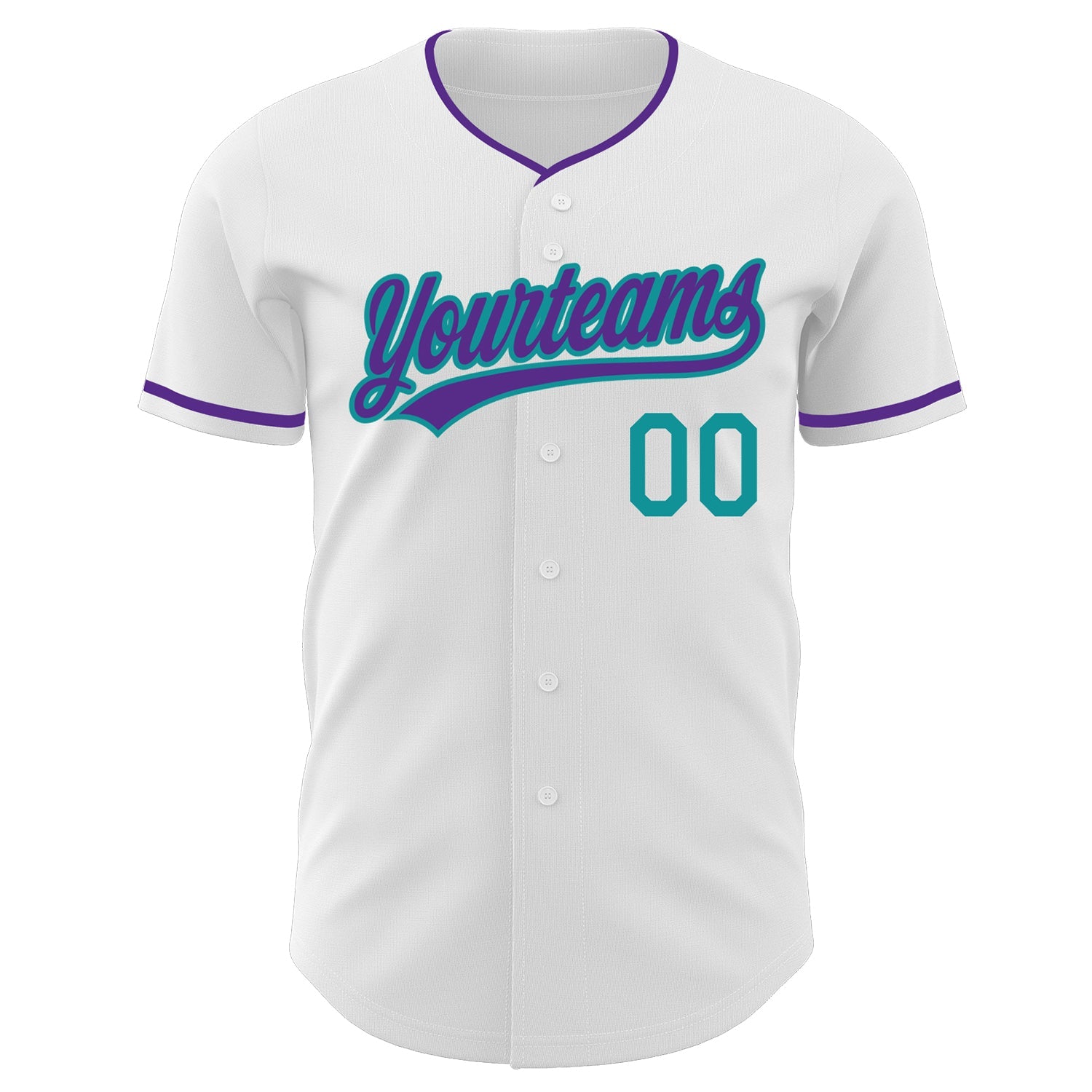 Custom White Purple-Teal Authentic Baseball Jersey view 2