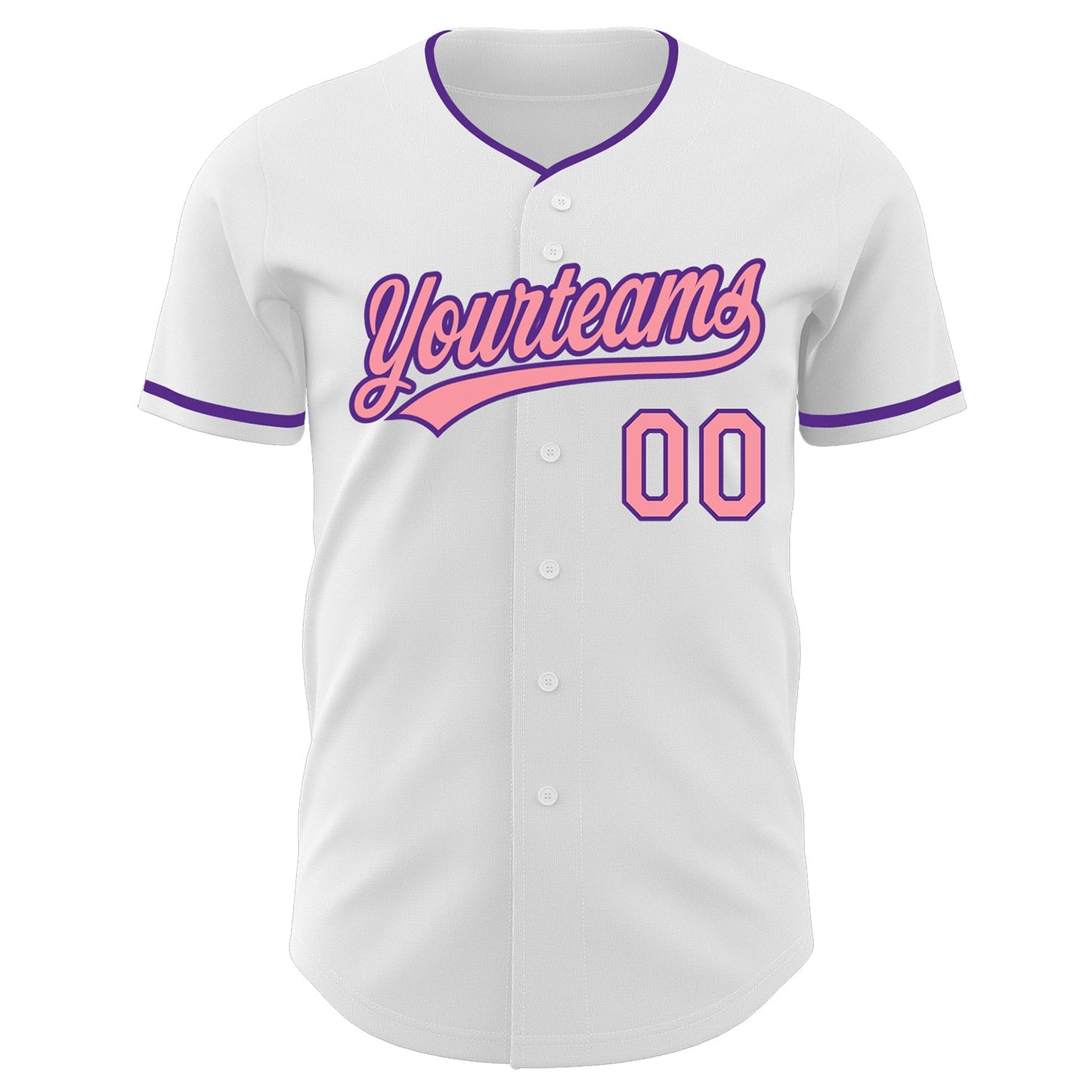Custom White Medium Pink-Purple Authentic Baseball Jersey view 2
