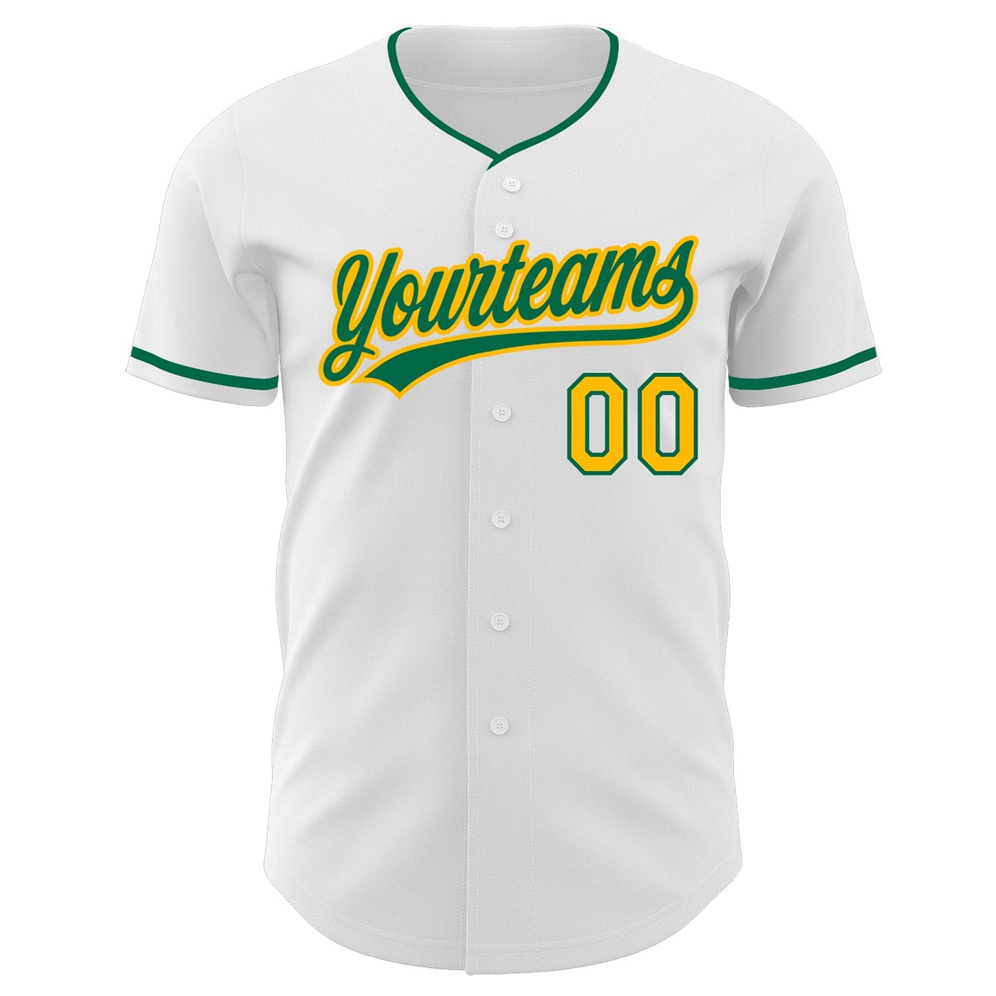Custom White Kelly Green-Gold Authentic Baseball Jersey view 2