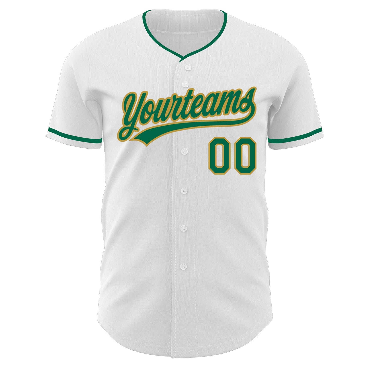 Custom White Kelly Green-Old Gold Authentic Baseball Jersey view 2