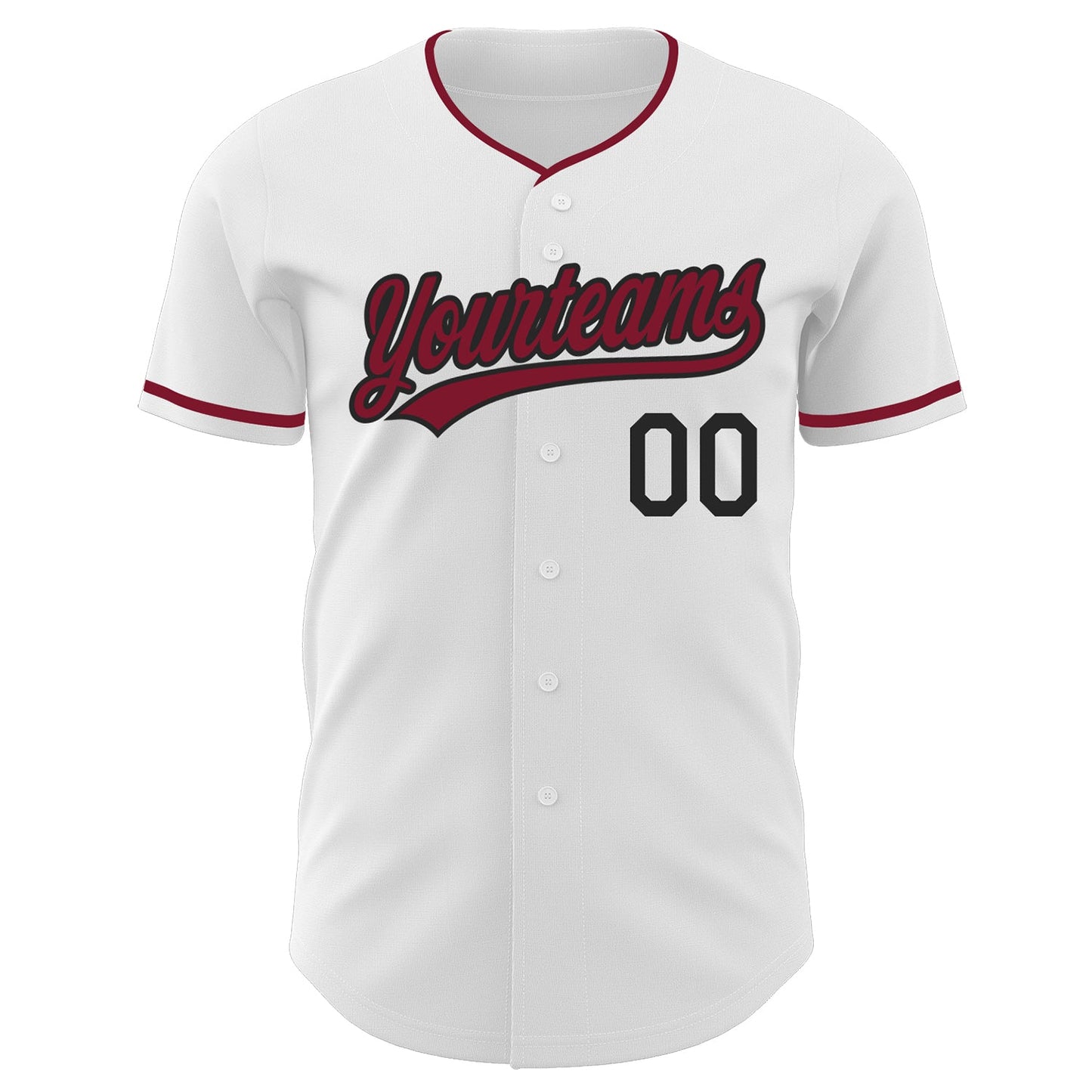 Custom White Crimson-Black Authentic Baseball Jersey view 2
