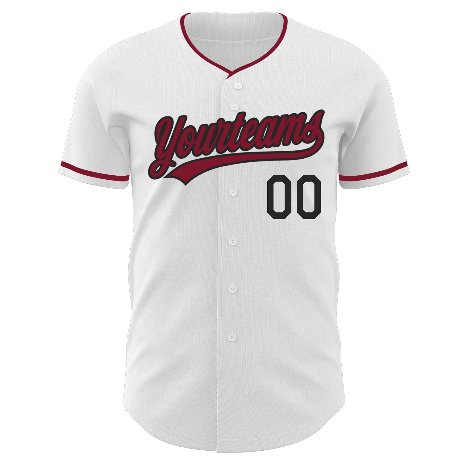 Custom White Crimson-Black Authentic Baseball Jersey view 2