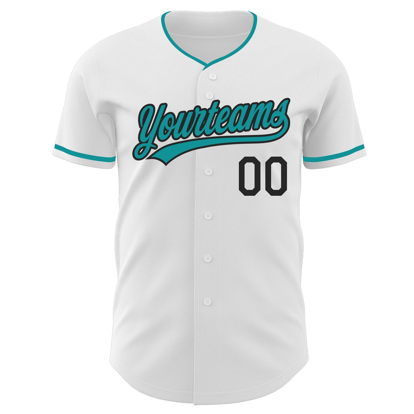 Custom White Teal-Black Authentic Baseball Jersey view 2