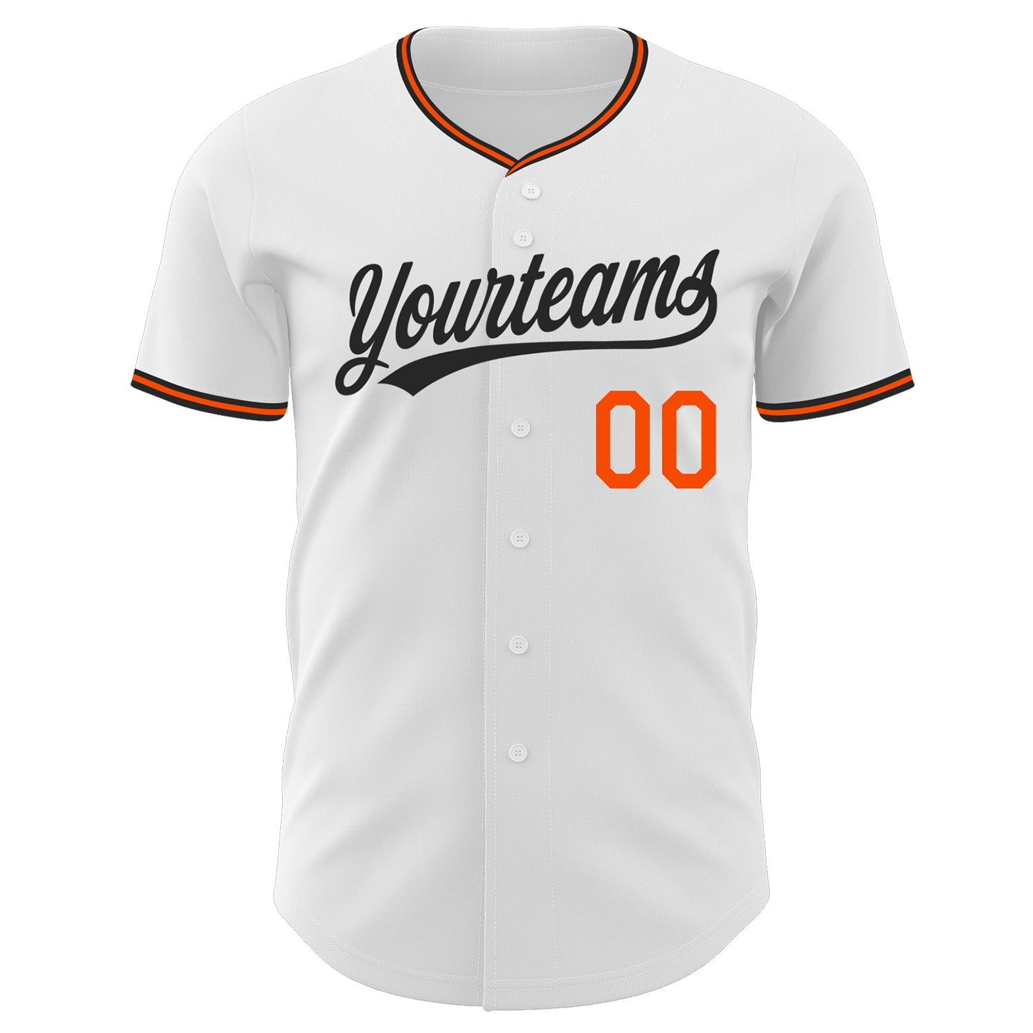 Custom White Black-Orange Authentic Baseball Jersey view 2