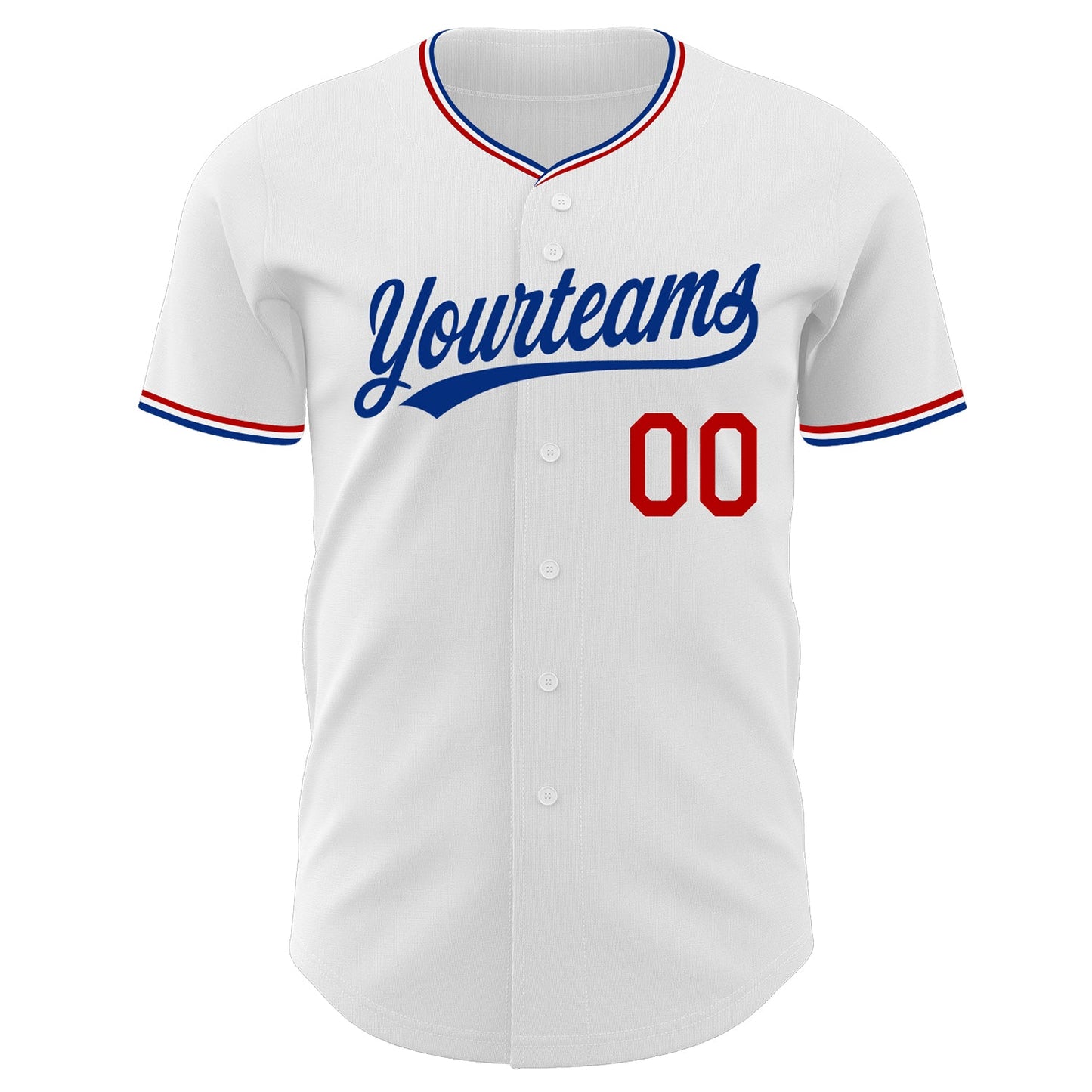 Custom White Royal-Red Authentic Baseball Jersey view 2