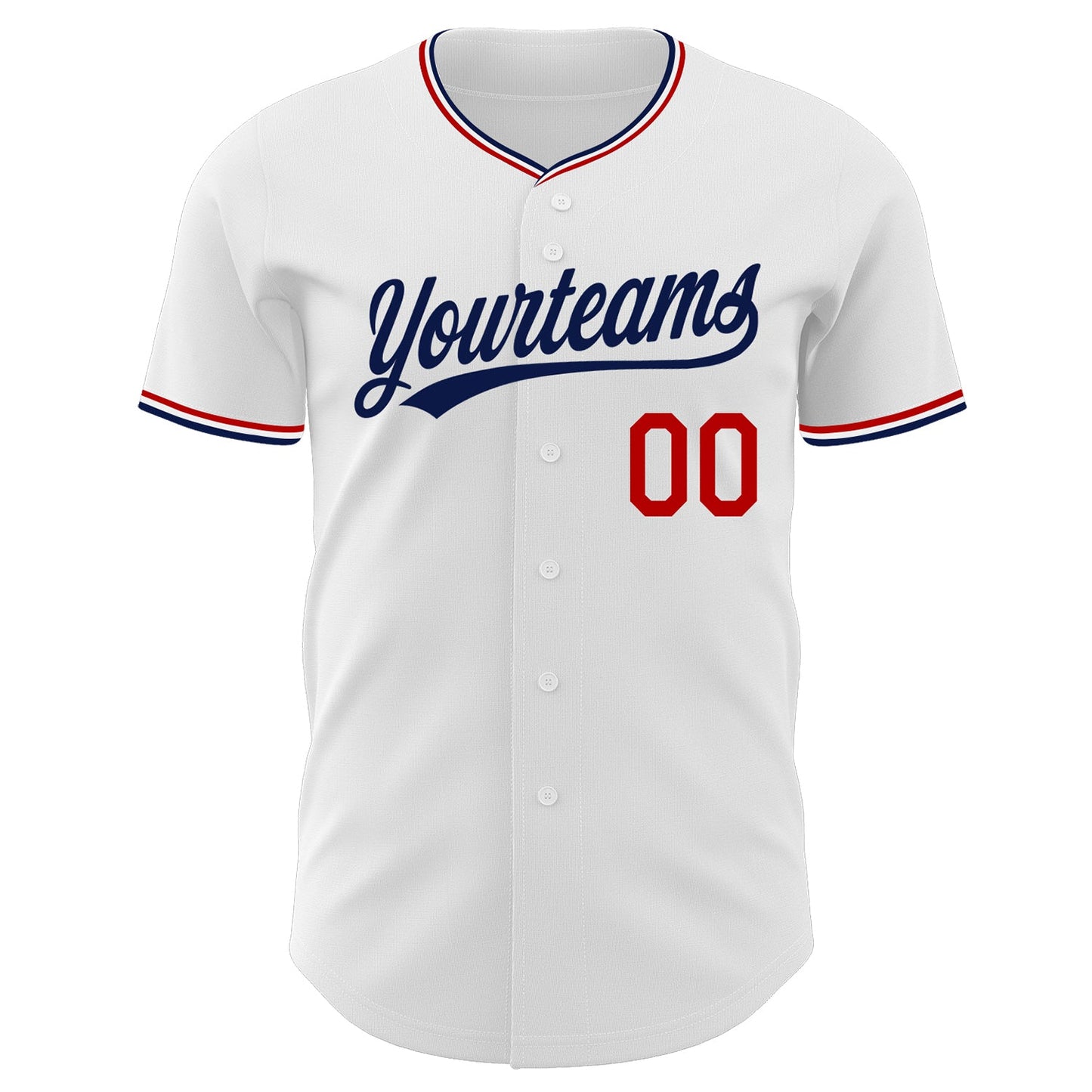 Custom White Navy-Red Authentic Baseball Jersey view 2