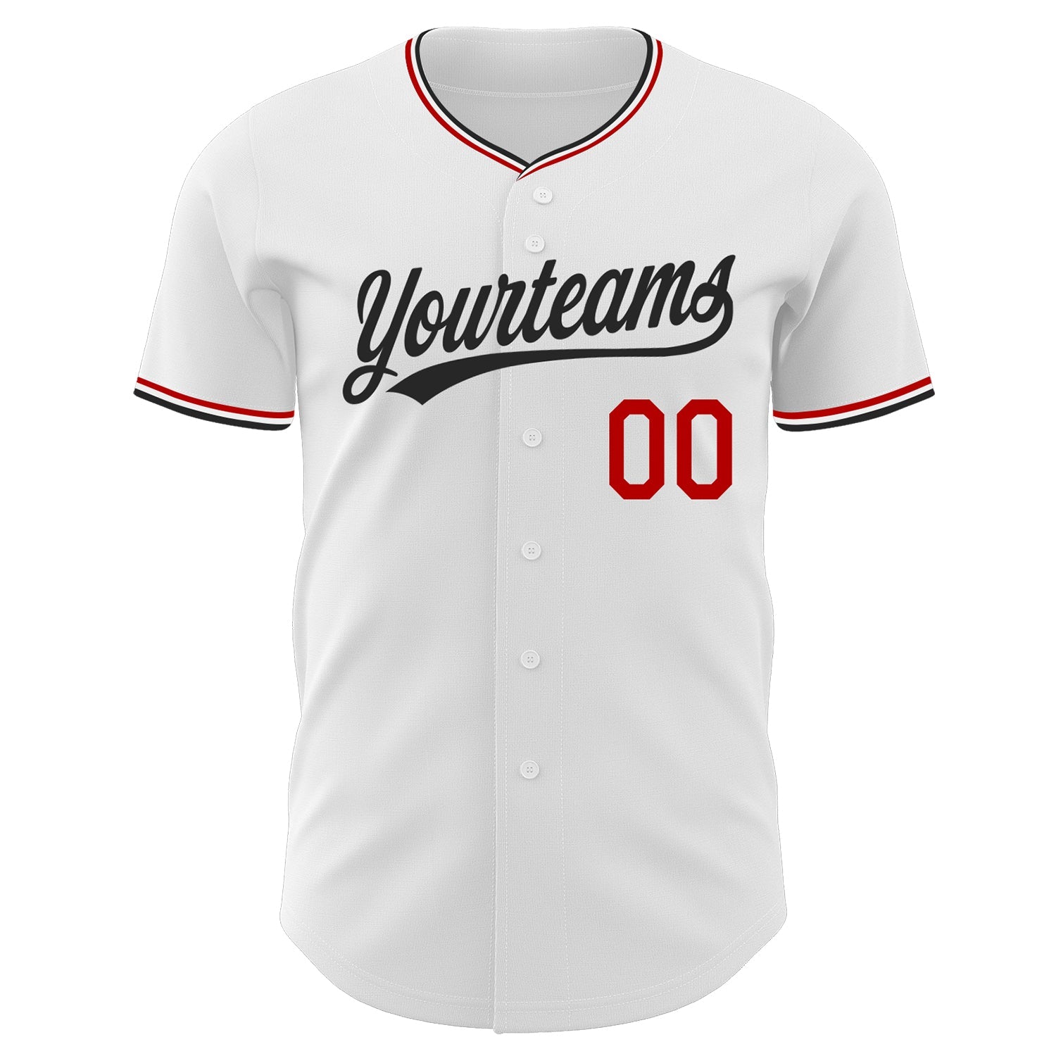 Custom White Black-Red Authentic Baseball Jersey view 2