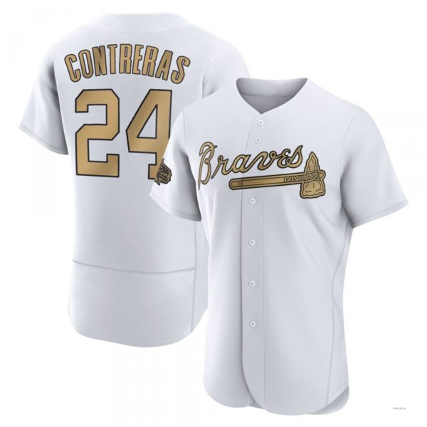 Atlanta Braves #24 William Contreras White Authentic 2022 All-Star Jersey Stitches Baseball Jerseys - Main View