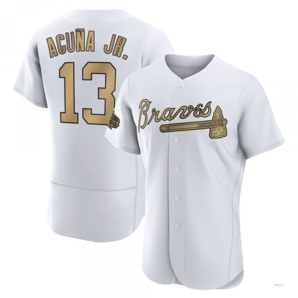 Atlanta Braves #13 Ronald Acuna Jr. White Authentic 2022 All-Star Jersey Stitches Baseball Jerseys - Main View