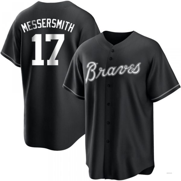 Atlanta Braves #17 Andy Messersmith White Black/ Jersey Stitches Baseball Jerseys - Main View