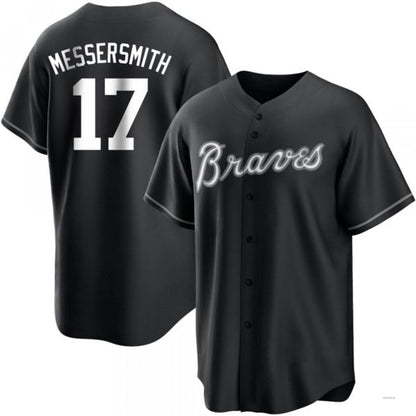 Atlanta Braves #17 Andy Messersmith White Black/ Jersey Stitches Baseball Jerseys - Main View