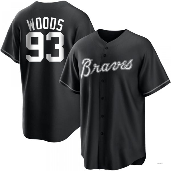 Atlanta Braves #93 William Woods White Black Jersey Stitches Baseball Jerseys - Main View