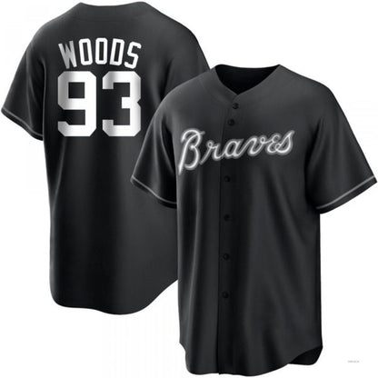 Atlanta Braves #93 William Woods White Black Jersey Stitches Baseball Jerseys - Main View