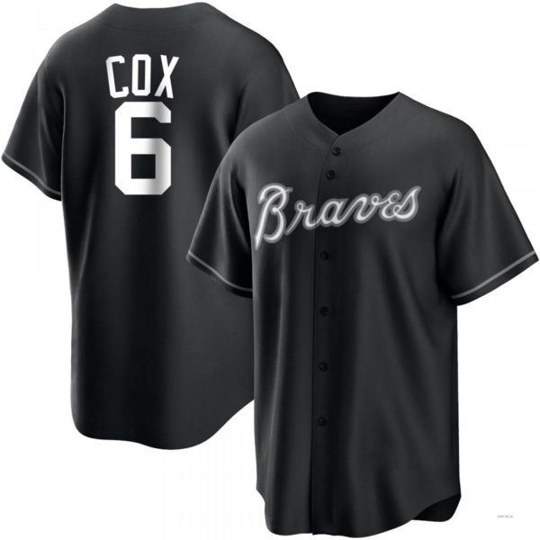 Atlanta Braves #6 Bobby Cox White Black Jersey Stitches Baseball Jerseys - Main View