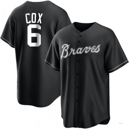 Atlanta Braves #6 Bobby Cox White Black Jersey Stitches Baseball Jerseys - Main View