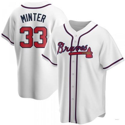 Atlanta Braves #33 A.J. Minter White Home Jersey Stitches Baseball Jerseys - Main View
