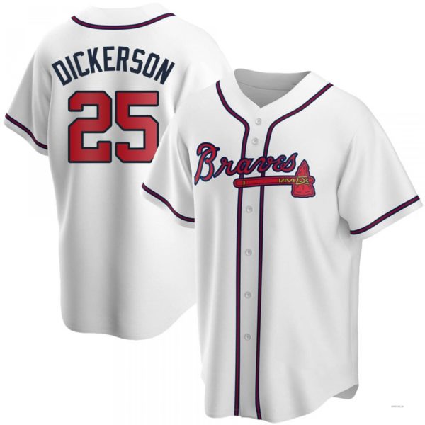 Atlanta Braves #25 Alex Dickerson White Black/ Jersey Stitches Baseball Jerseys - Main View