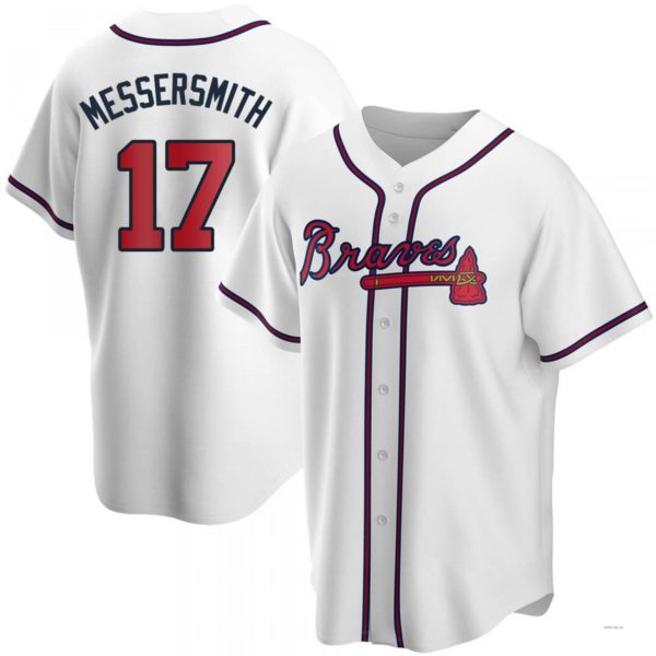 Atlanta Braves #17 Andy Messersmith White Black/ Jersey Stitches Baseball Jerseys - Main View
