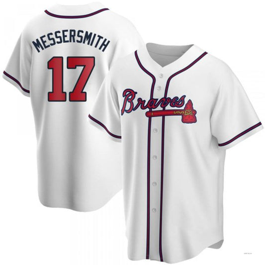 Atlanta Braves #17 Andy Messersmith White Black/ Jersey Stitches Baseball Jerseys - Main View