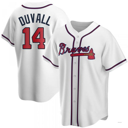 Atlanta Braves #14 Adam Duvall White Home Jersey Stitches Baseball Jerseys - Main View