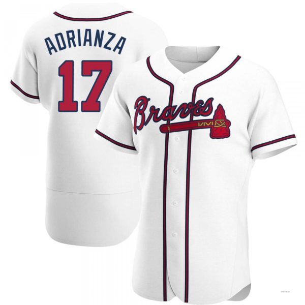 Atlanta Braves #17 Ehire Adrianza White Home Jersey Stitches Baseball Jerseys - Main View