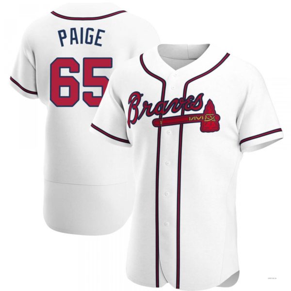 Atlanta Braves #65 Satchel Paige White Home Jersey Stitches Baseball Jerseys - Main View