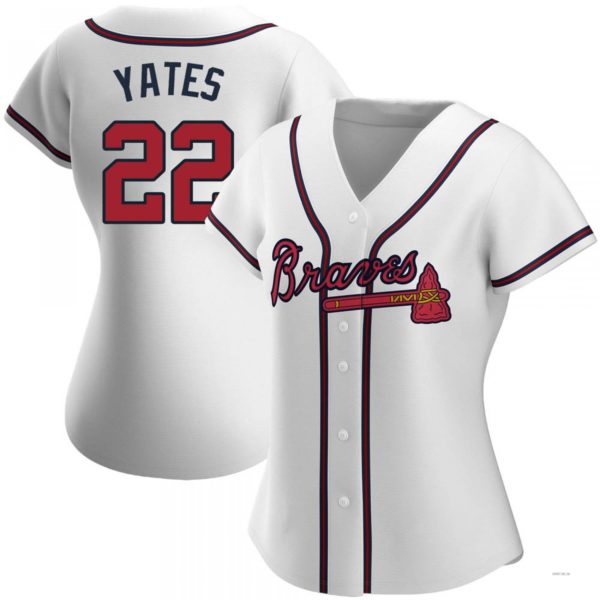 Atlanta Braves #22 Kirby Yates White Home Jersey Stitches Baseball Jerseys - Main View