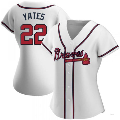 Atlanta Braves #22 Kirby Yates White Home Jersey Stitches Baseball Jerseys - Main View