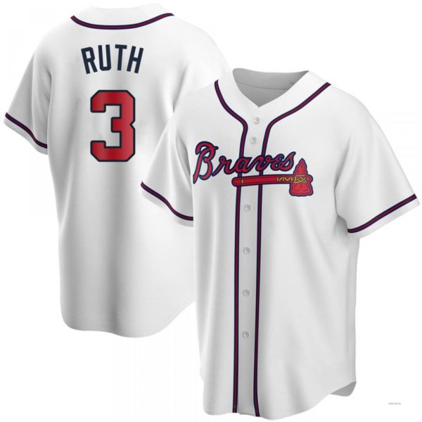 Atlanta Braves #3 Babe Ruth White Home Jersey Stitches Baseball Jerseys - Main View