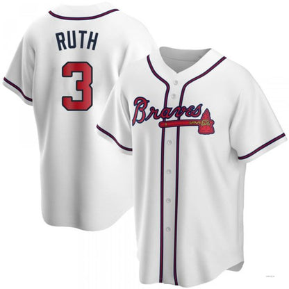 Atlanta Braves #3 Babe Ruth White Home Jersey Stitches Baseball Jerseys - Main View