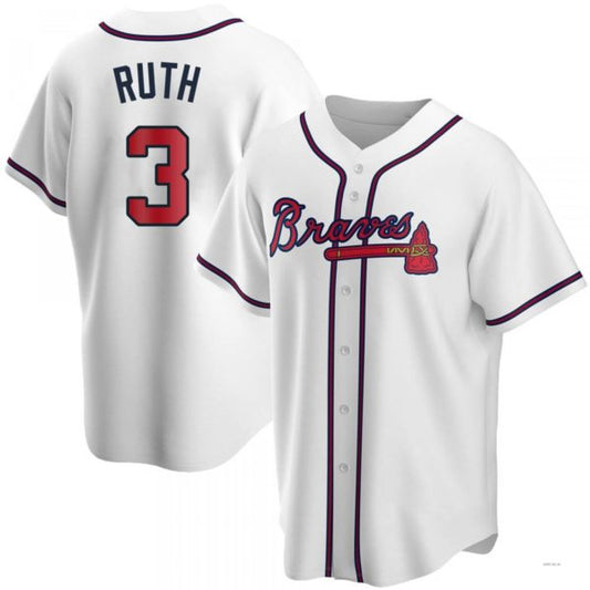 Atlanta Braves #3 Babe Ruth White Home Jersey Stitches Baseball Jerseys - Main View
